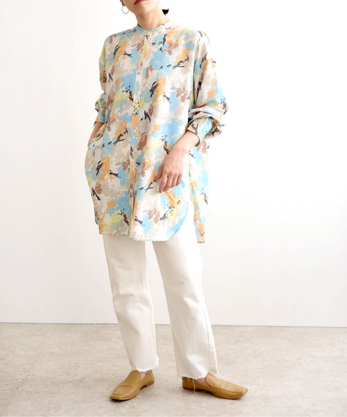 LHELBIE(レルビエ)の「ペイントプリントバックリボンシャツ(シャツ/ブラウス・レディース・ピンク/ブルー/ライトグリーン系・M)」の18枚目の写真