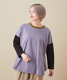 CUBE SUGAR（キューブシュガー）の「リサイクル天竺クルーネックポンチョロゴ刺繍Tシャツ（Tシャツ/カットソー）」