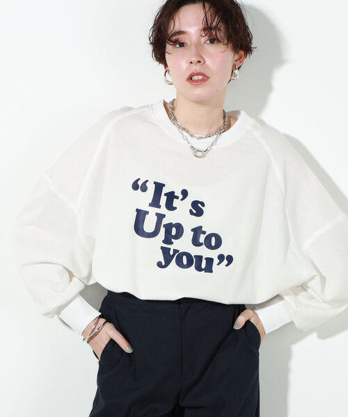 NOLLEY’S(ノーリーズ)の「◇【WEB限定】ドルマンロゴロンT(Tシャツ/カットソー・レディース・ホワイト/ホワイト系4/ネイビー/ラベンダー・FREE)」の2枚目の写真