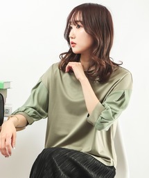 Anna Nicola（アンナニコラ）の「AnnaNicola 異素材切り替えトップス（Tシャツ/カットソー）」