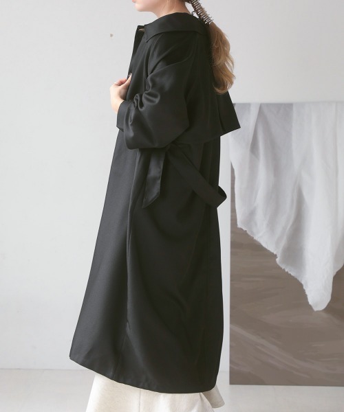 Bab（バブ）の「ステンカラーボリュームスリーブトレンチコート（トレンチコート・レディース・ブラック/ベージュ・M）」の15枚目の写真