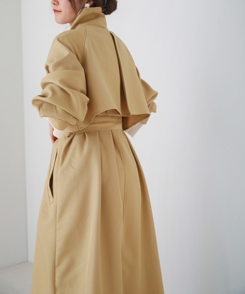Bab（バブ）の「ステンカラーボリュームスリーブトレンチコート（トレンチコート・レディース・ブラック/ベージュ・M）」の19枚目の写真