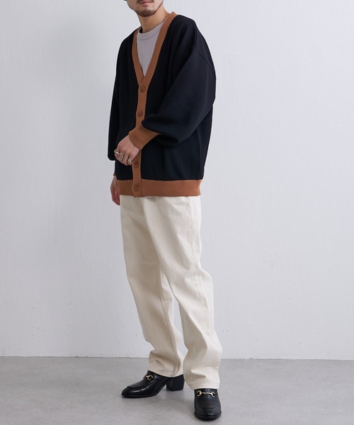 Lui's（ルイス）の「配色ジャガードカーディガン（カーディガン/ボレロ・メンズ・チャコールグレー/ライトグレー/ブラック・FREE）」の7枚目の写真