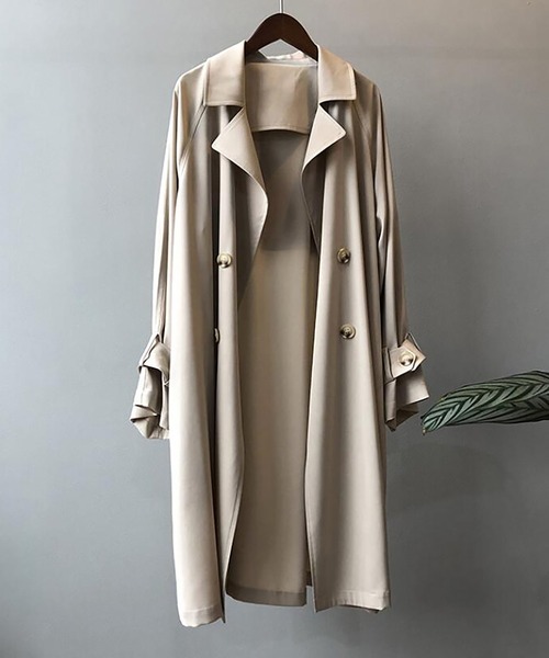 Girly Doll(ガーリードール)の「ロングトレンチコート(トレンチコート・レディース・ブラック/ベージュ・L/M)」の2枚目の写真