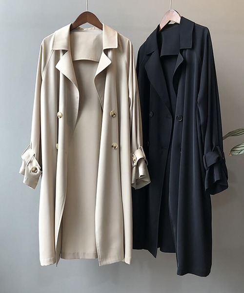 Girly Doll(ガーリードール)の「ロングトレンチコート(トレンチコート・レディース・ブラック/ベージュ・L/M)」の6枚目の写真