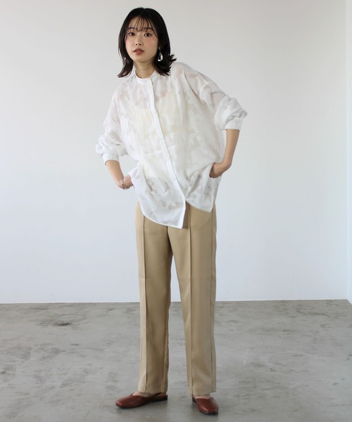 GeeRA(ジーラ)の「バンドカラージャカードシャツ(シャツ/ブラウス・レディース・ブラック/オフホワイト・MEDIUM)」の10枚目の写真