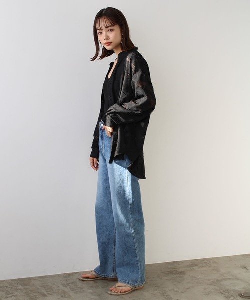 GeeRA(ジーラ)の「バンドカラージャカードシャツ(シャツ/ブラウス・レディース・ブラック/オフホワイト・MEDIUM)」の17枚目の写真