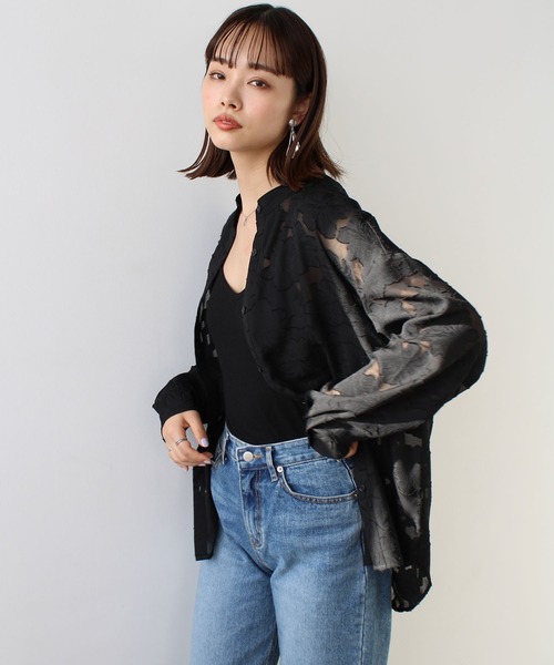 GeeRA(ジーラ)の「バンドカラージャカードシャツ(シャツ/ブラウス・レディース・ブラック/オフホワイト・MEDIUM)」の15枚目の写真