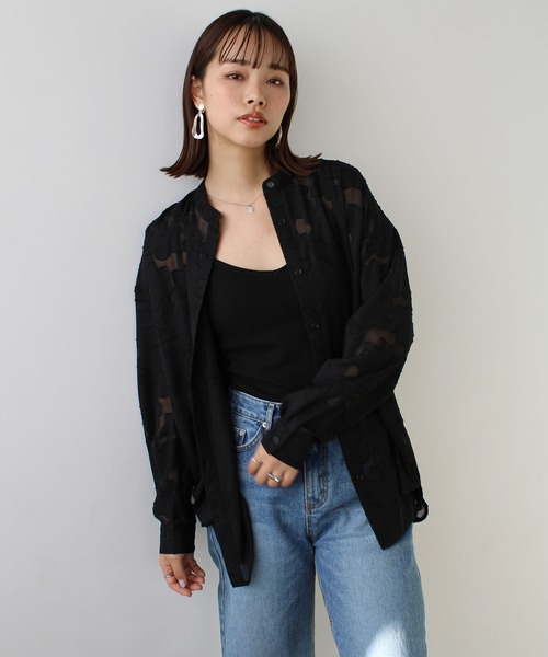 GeeRA(ジーラ)の「バンドカラージャカードシャツ(シャツ/ブラウス・レディース・ブラック/オフホワイト・MEDIUM)」の14枚目の写真