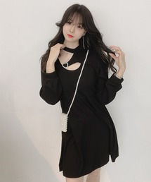titty＆Co. PETIT by poyo | 【titty&Co. Produce by POYO】デコルテオープンハートミニワンピース(ワンピース)