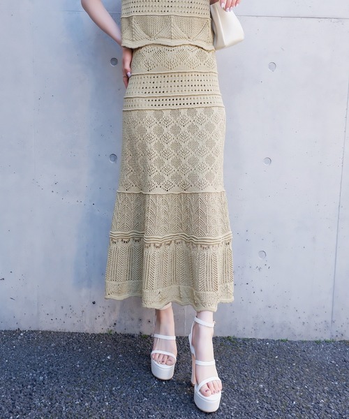 SPIRALGIRL(スパイラルガール)の「クロシェセットアップ(ワンピース・レディース・オフホワイト/ブラック/グリーン・FREE)」の15枚目の写真