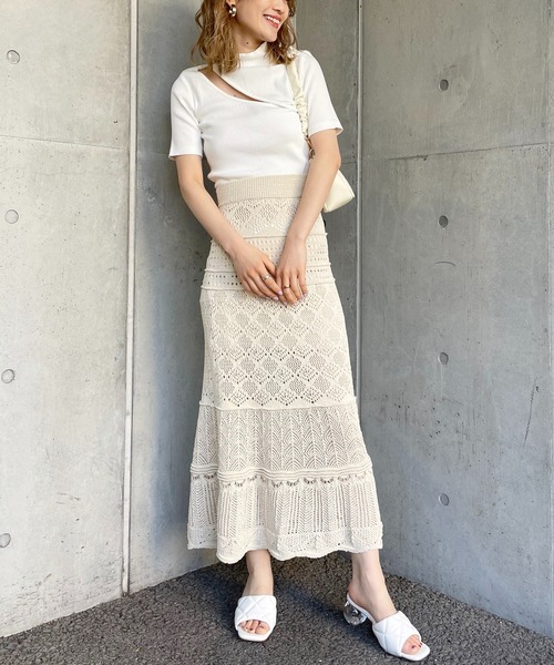 SPIRALGIRL(スパイラルガール)の「クロシェセットアップ(ワンピース・レディース・オフホワイト/ブラック/グリーン・FREE)」の9枚目の写真