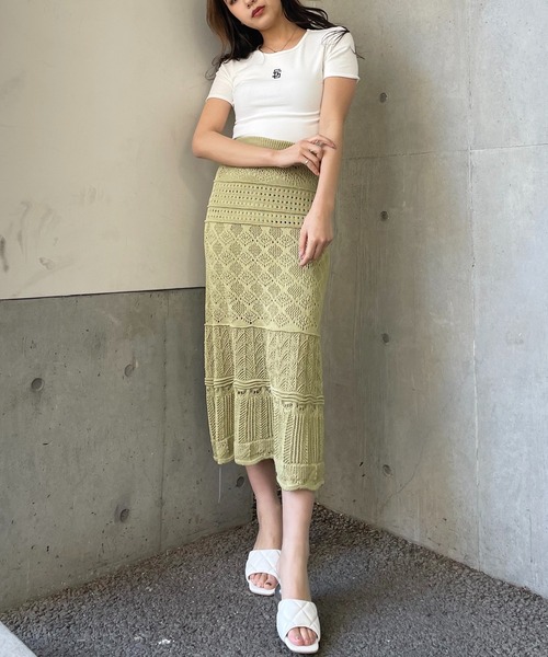 SPIRALGIRL(スパイラルガール)の「クロシェセットアップ(ワンピース・レディース・オフホワイト/ブラック/グリーン・FREE)」の4枚目の写真