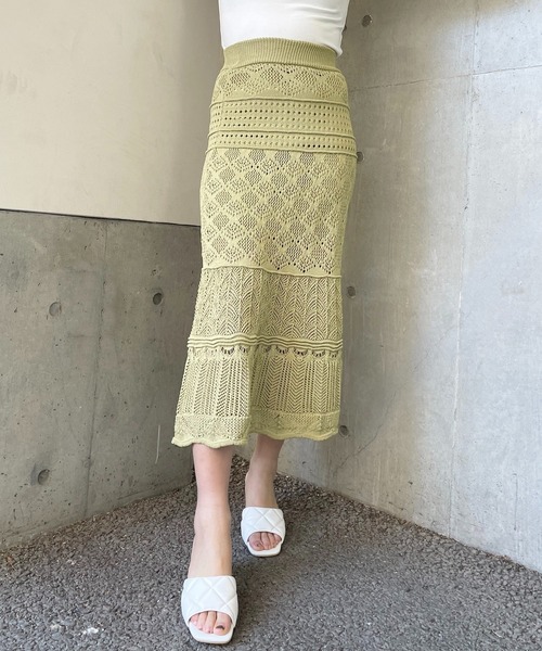 SPIRALGIRL(スパイラルガール)の「クロシェセットアップ(ワンピース・レディース・オフホワイト/ブラック/グリーン・FREE)」の5枚目の写真