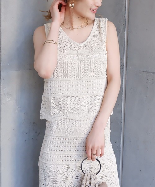 SPIRALGIRL(スパイラルガール)の「クロシェセットアップ(ワンピース・レディース・オフホワイト/ブラック/グリーン・FREE)」の19枚目の写真