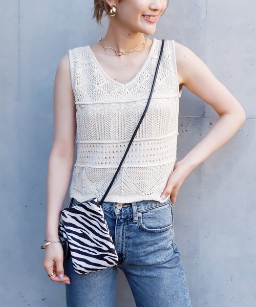 SPIRALGIRL(スパイラルガール)の「クロシェセットアップ(ワンピース・レディース・オフホワイト/ブラック/グリーン・FREE)」の7枚目の写真