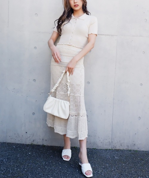 SPIRALGIRL(スパイラルガール)の「クロシェセットアップ(ワンピース・レディース・オフホワイト/ブラック/グリーン・FREE)」の21枚目の写真