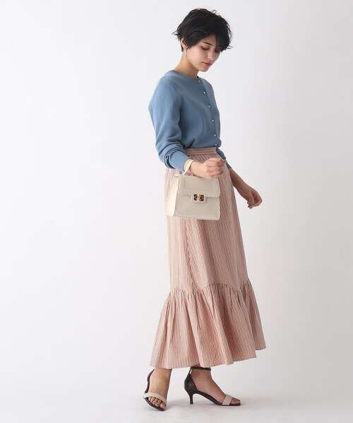 OPAQUE.CLIP（オペークドットクリップ）の「◆【C】シアサッカーストライプ ティアードフレアスカート（スカート・レディース・アイボリー系2/ブルー系2/オレンジ系7・40/38/36/34）」の11枚目の写真