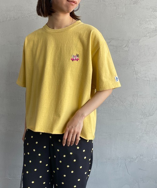 The Endless Summer（エンドレスサマー）の「[THE ENDLESS SUMMER/エンドレスサマー] 別注 ワンポイントBUHI刺繍 カットオフTシャツ（Tシャツ/カットソー・レディース・ブラック/サックスブルー/イエロー/ホワイト・S）」の4枚目の写真
