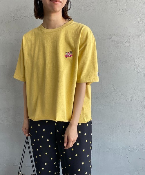 The Endless Summer（エンドレスサマー）の「[THE ENDLESS SUMMER/エンドレスサマー] 別注 ワンポイントBUHI刺繍 カットオフTシャツ（Tシャツ/カットソー・レディース・ブラック/サックスブルー/イエロー/ホワイト・S）」の9枚目の写真