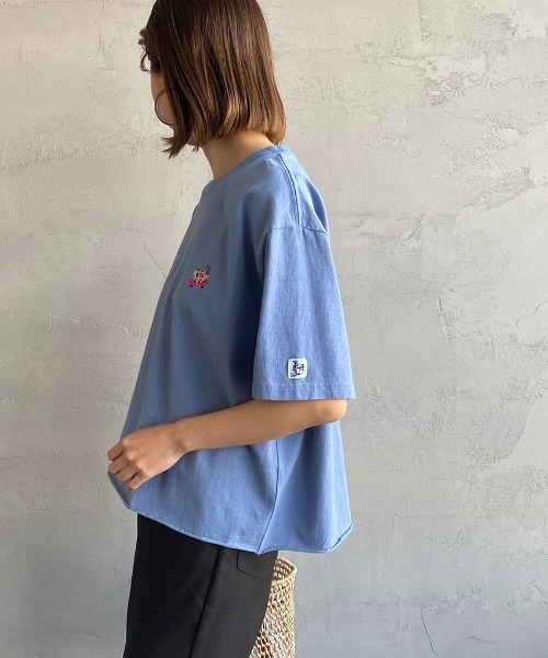 The Endless Summer（エンドレスサマー）の「[THE ENDLESS SUMMER/エンドレスサマー] 別注 ワンポイントBUHI刺繍 カットオフTシャツ（Tシャツ/カットソー・レディース・ブラック/サックスブルー/イエロー/ホワイト・S）」の20枚目の写真