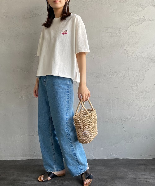 The Endless Summer（エンドレスサマー）の「[THE ENDLESS SUMMER/エンドレスサマー] 別注 ワンポイントBUHI刺繍 カットオフTシャツ（Tシャツ/カットソー・レディース・ブラック/サックスブルー/イエロー/ホワイト・S）」の17枚目の写真