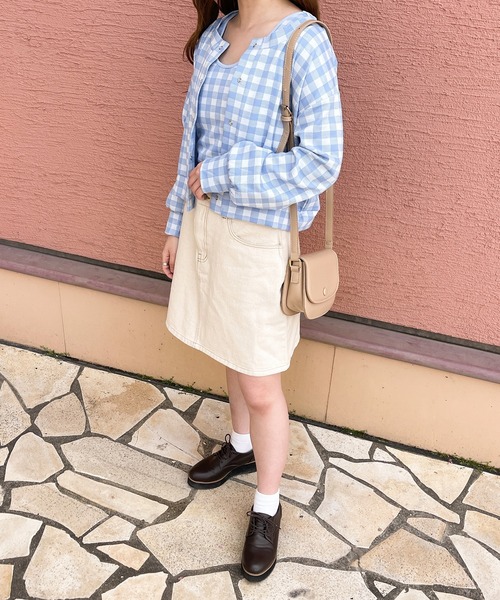 PairPair（ペアペア）の「2点set★チェックカーディガン+カップ付きキャミ（カーディガン/ボレロ・レディース・サックスブルー/ブラック・フリー）」の3枚目の写真