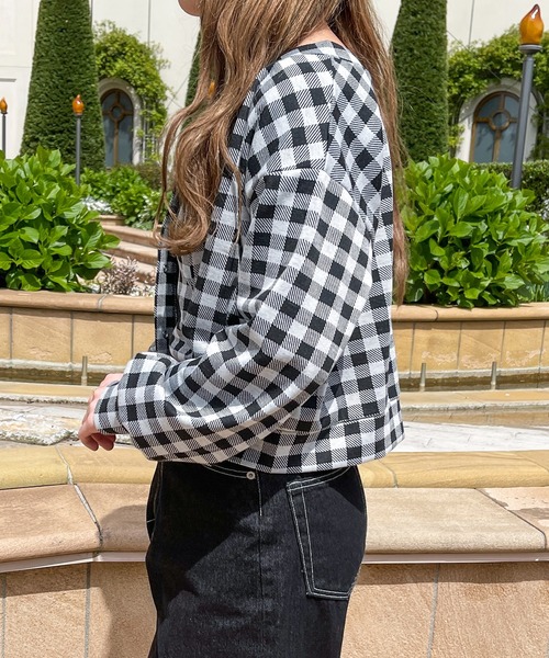 PairPair（ペアペア）の「2点set★チェックカーディガン+カップ付きキャミ（カーディガン/ボレロ・レディース・サックスブルー/ブラック・フリー）」の6枚目の写真