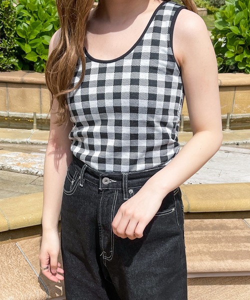 PairPair（ペアペア）の「2点set★チェックカーディガン+カップ付きキャミ（カーディガン/ボレロ・レディース・サックスブルー/ブラック・フリー）」の5枚目の写真