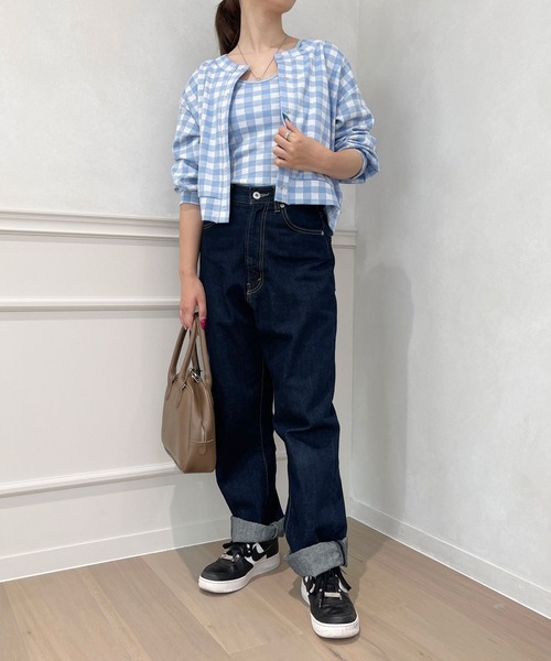 PairPair（ペアペア）の「2点set★チェックカーディガン+カップ付きキャミ（カーディガン/ボレロ・レディース・サックスブルー/ブラック・フリー）」の14枚目の写真