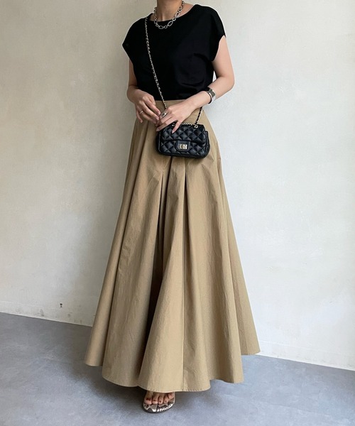 DouDou（ドゥドゥ）の「ハイウエストフレアスカート（スカート・レディース・ブラック/ベージュ/ブルー/レッド・FREE）」の9枚目の写真