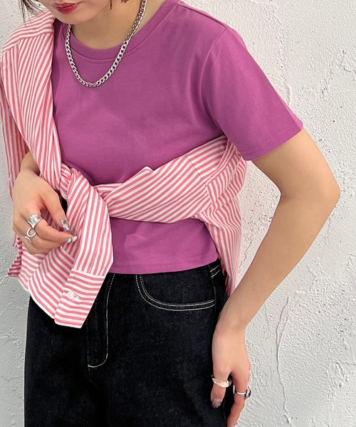 apres jour mignon(アプレジュールミニョン)の「ショートTシャツ【ZOZOTOWN限定アイテム】(Tシャツ/カットソー・レディース・イエロー/オフホワイト/グリーン/ブラック/ピンク/ネイビー/その他/ナチュラル/グリーン系その他・X-LARGE/フリー)」の10枚目の写真