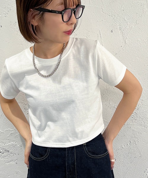 apres jour mignon(アプレジュールミニョン)の「ショートTシャツ【ZOZOTOWN限定アイテム】(Tシャツ/カットソー・レディース・イエロー/オフホワイト/グリーン/ブラック/ピンク/ネイビー/その他/ナチュラル/グリーン系その他・X-LARGE/フリー)」の18枚目の写真