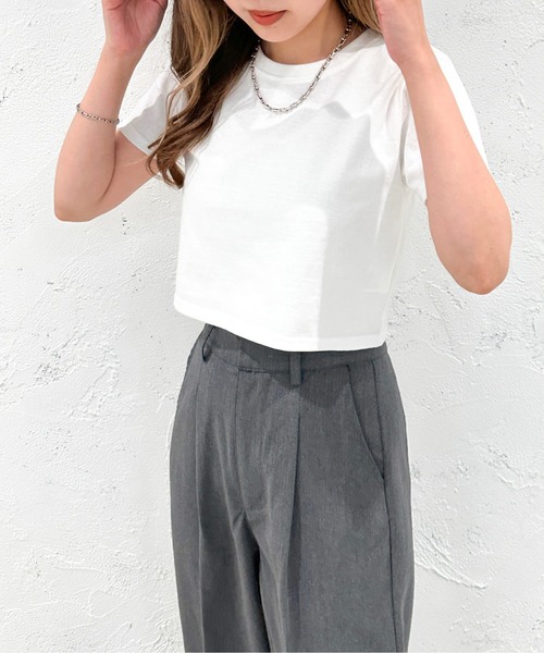 apres jour mignon(アプレジュールミニョン)の「ショートTシャツ【ZOZOTOWN限定アイテム】(Tシャツ/カットソー・レディース・イエロー/オフホワイト/グリーン/ブラック/ピンク/ネイビー/その他/ナチュラル/グリーン系その他・X-LARGE/フリー)」の12枚目の写真