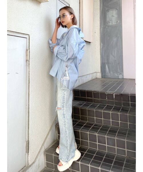 EMODA(エモダ)の「ストライプルーズシャツ(シャツ/ブラウス・レディース・ピンク/ブルー・FREE)」の5枚目の写真