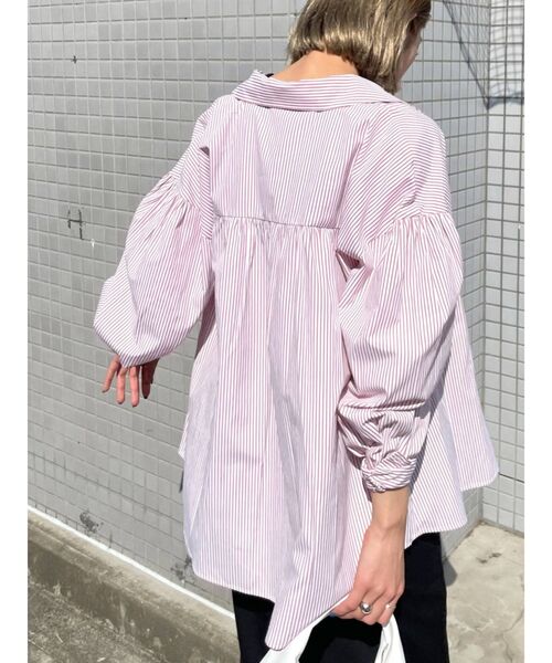 EMODA - エモダ 新作 ストライプシアーマキシシャツ EMODA ストライプシアー マキシシャツ（ライトミックス