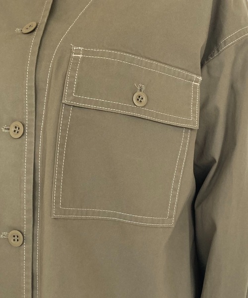 BROOKLYN OVERALL（ブルックリンオーバーオール）の「起毛コットンノーカラーブルゾン（ブルゾン・レディース・ベージュ/カーキ・FREE）」の6枚目の写真