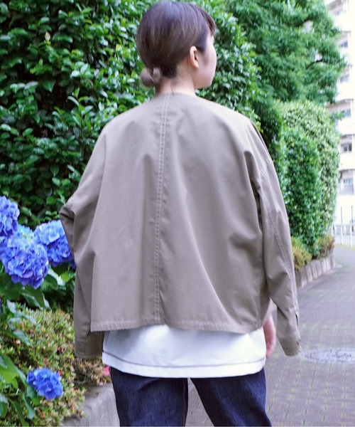 BROOKLYN OVERALL（ブルックリンオーバーオール）の「起毛コットンノーカラーブルゾン（ブルゾン・レディース・ベージュ/カーキ・FREE）」の10枚目の写真