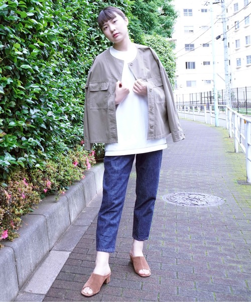 BROOKLYN OVERALL（ブルックリンオーバーオール）の「起毛コットンノーカラーブルゾン（ブルゾン・レディース・ベージュ/カーキ・FREE）」の13枚目の写真