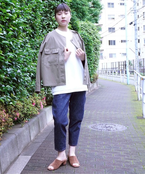 BROOKLYN OVERALL（ブルックリンオーバーオール）の「起毛コットンノーカラーブルゾン（ブルゾン・レディース・ベージュ/カーキ・FREE）」の15枚目の写真