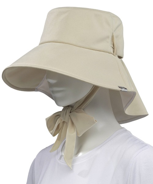 MIZUNO（ミズノ　）の「UV垂れ付きリボンハット　[ウィメンズ]（ハット・レディース・ブラック/グレー/ベージュ・FREE）」の4枚目の写真