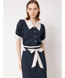 TONAL | バイカラーパフスリーブブラウス(シャツ/ブラウス)