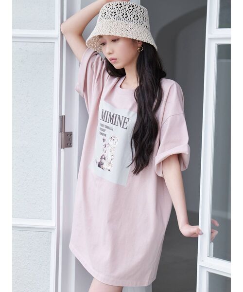 dazzlin（ダズリン）の「【大谷映美里コラボ】キャットアートビッグTシャツ（Tシャツ/カットソー・レディース・オフホワイト/ピンク/ベージュ・FREE）」の3枚目の写真