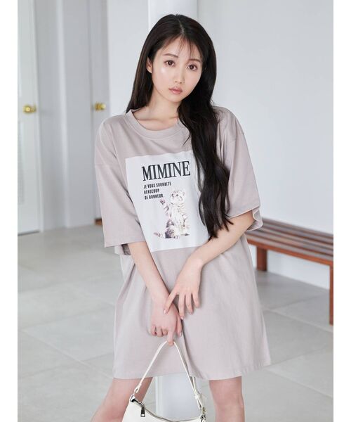 dazzlin（ダズリン）の「【大谷映美里コラボ】キャットアートビッグTシャツ（Tシャツ/カットソー・レディース・オフホワイト/ピンク/ベージュ・FREE）」の4枚目の写真