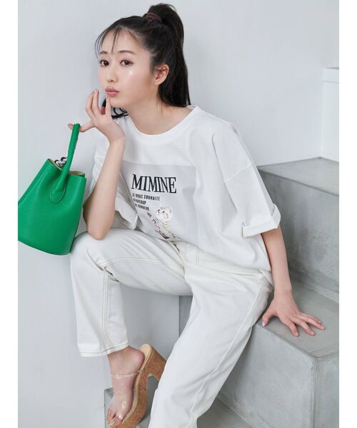 dazzlin（ダズリン）の「【大谷映美里コラボ】キャットアートビッグTシャツ（Tシャツ/カットソー・レディース・オフホワイト/ピンク/ベージュ・FREE）」の5枚目の写真