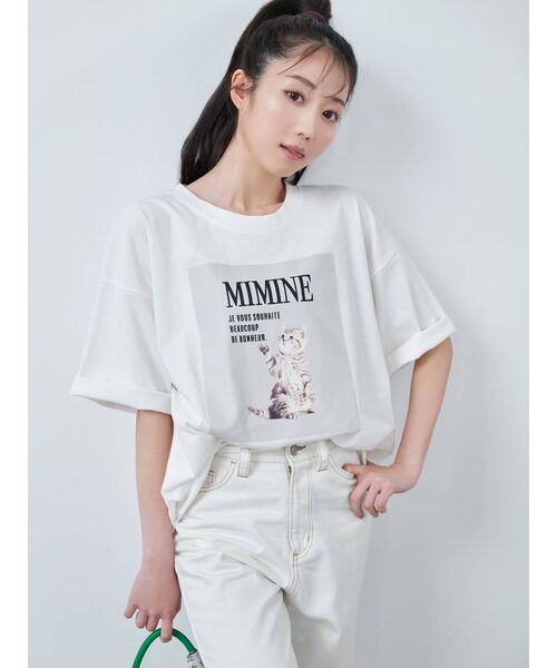 dazzlin（ダズリン）の「【大谷映美里コラボ】キャットアートビッグTシャツ（Tシャツ/カットソー・レディース・オフホワイト/ピンク/ベージュ・FREE）」の7枚目の写真