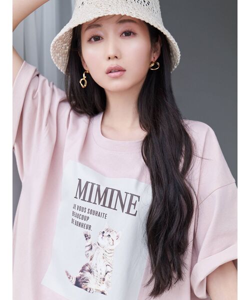 dazzlin（ダズリン）の「【大谷映美里コラボ】キャットアートビッグTシャツ（Tシャツ/カットソー・レディース・オフホワイト/ピンク/ベージュ・FREE）」の12枚目の写真