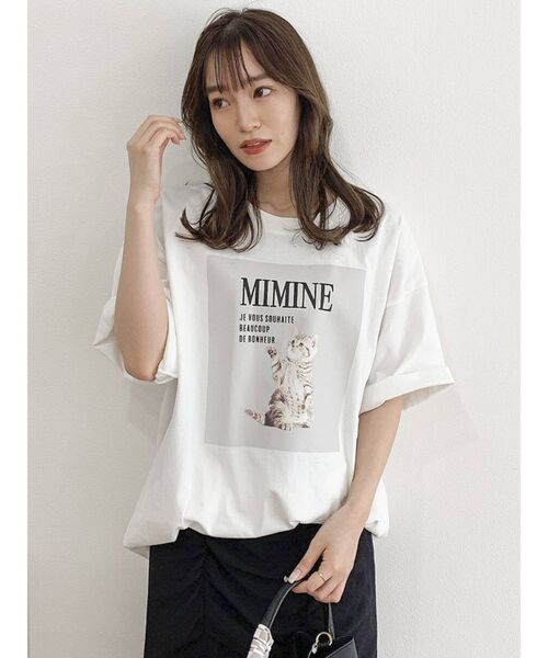 dazzlin（ダズリン）の「【大谷映美里コラボ】キャットアートビッグTシャツ（Tシャツ/カットソー・レディース・オフホワイト/ピンク/ベージュ・FREE）」の16枚目の写真