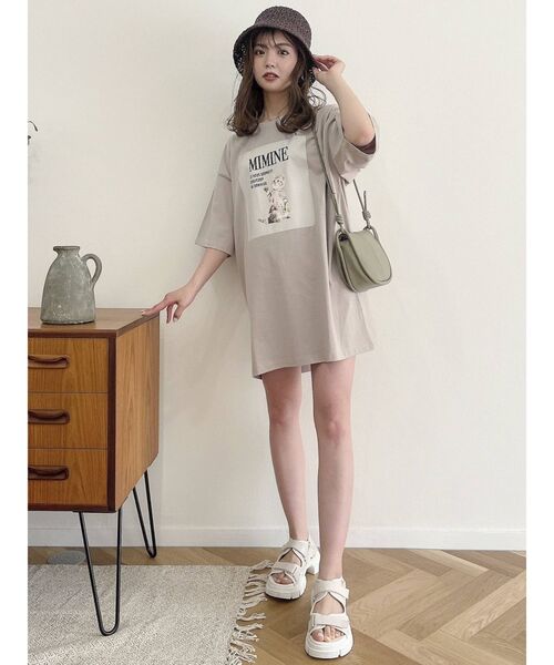 dazzlin（ダズリン）の「【大谷映美里コラボ】キャットアートビッグTシャツ（Tシャツ/カットソー・レディース・オフホワイト/ピンク/ベージュ・FREE）」の20枚目の写真