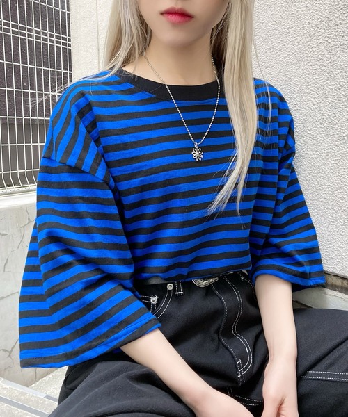 Figments（フィグメンツ）の「ボーダーＴシャツ（Tシャツ/カットソー・レディース・ホワイト/ブルー/グリーン・FREE）」の21枚目の写真